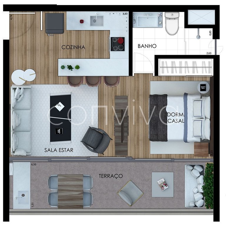 HK84 Vila Mariana | 04 hóspedes | 44m² + vaga