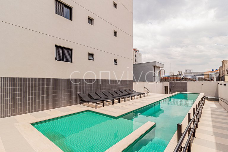 VNBR1507 30m² c/varanda no Bom Retiro p/4 hóspedes