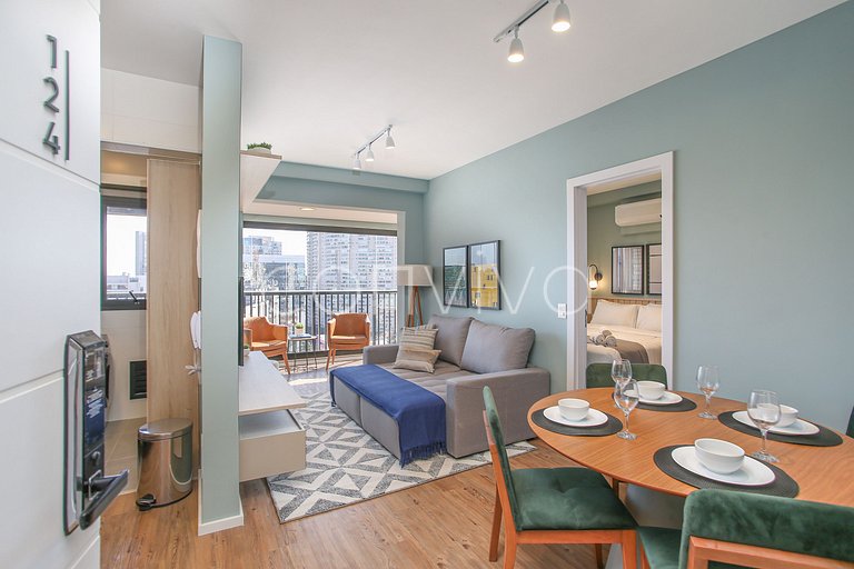 FEP124 Apto em Pinheiros c/ vaga p/ 03 hospedes