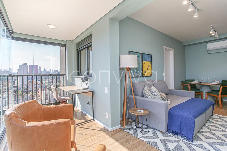 FEP124 Apto em Pinheiros c/ vaga p/ 03 hospedes