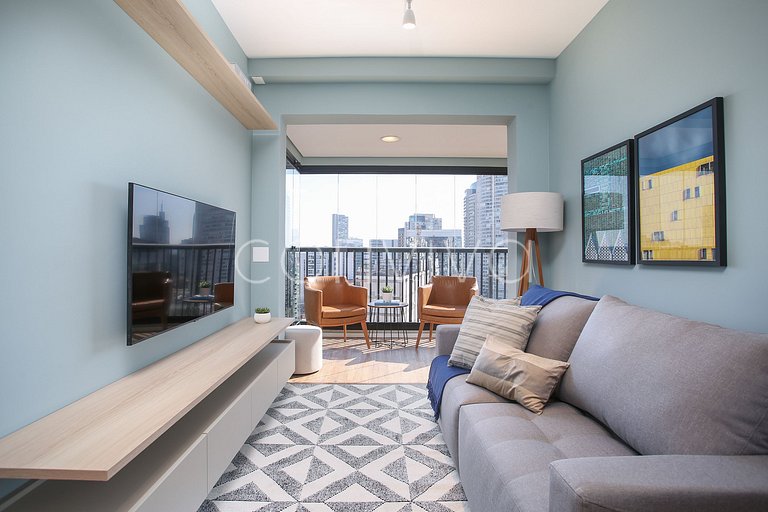 FEP124 Apto em Pinheiros c/ vaga p/ 03 hospedes