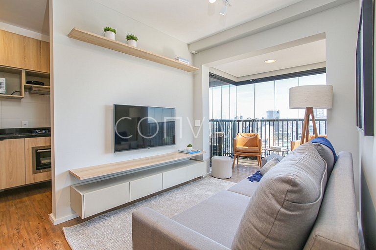 FEP034 Piscina e home office em Pinheiros p/ 03 hospedes