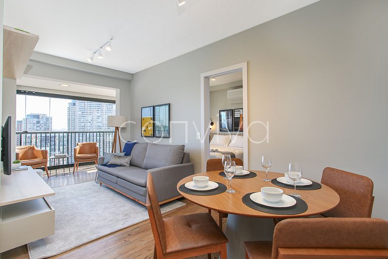 FEP034 Piscina e home office em Pinheiros p/ 03 hospedes