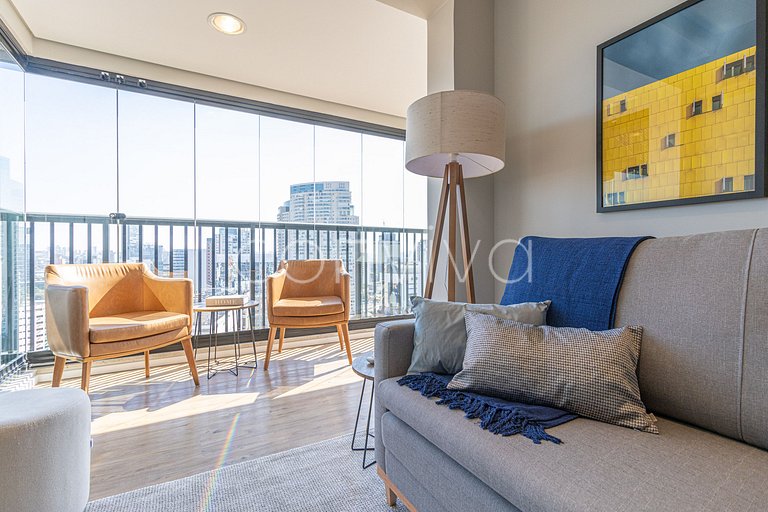 FEP034 Piscina e home office em Pinheiros p/ 03 hospedes