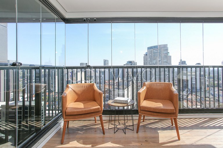 FEP034 Piscina e home office em Pinheiros p/ 03 hospedes