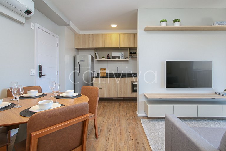 FEP034 Piscina e home office em Pinheiros p/ 03 hospedes