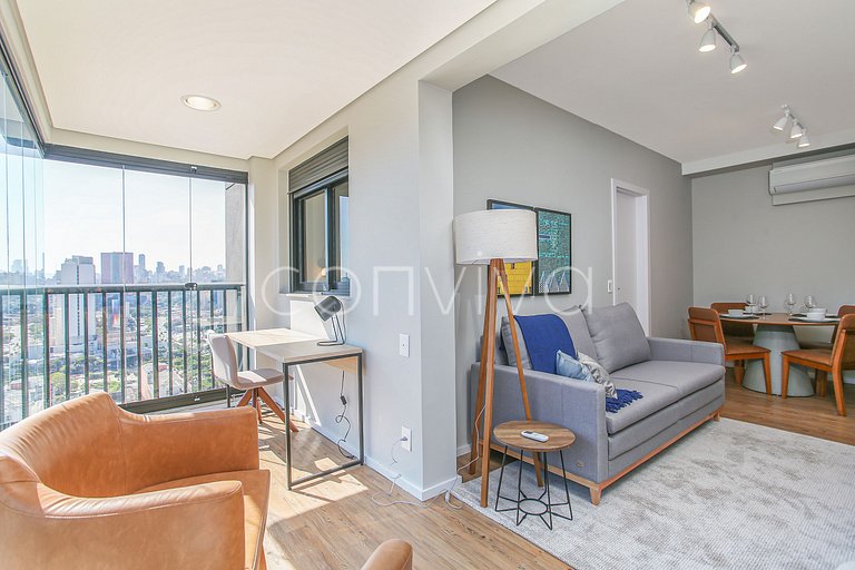 FEP034 Piscina e home office em Pinheiros p/ 03 hospedes