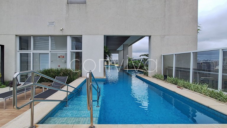 HOE1201 Apt c/ suíte e vista livre na Vila Olímpia
