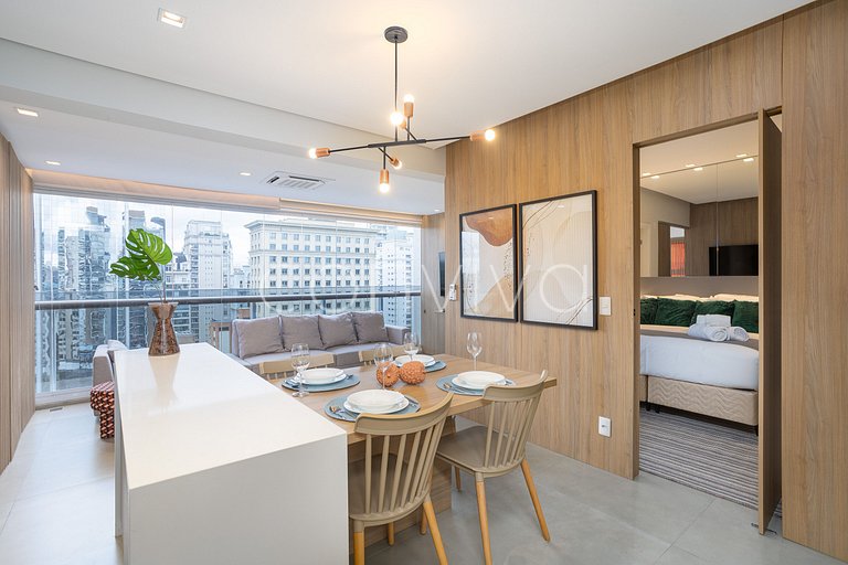 HOE1201 Apt c/ adega e vista livre na Vila Olímpia