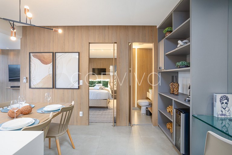 HOE1201 Apt c/ adega e vista livre na Vila Olímpia