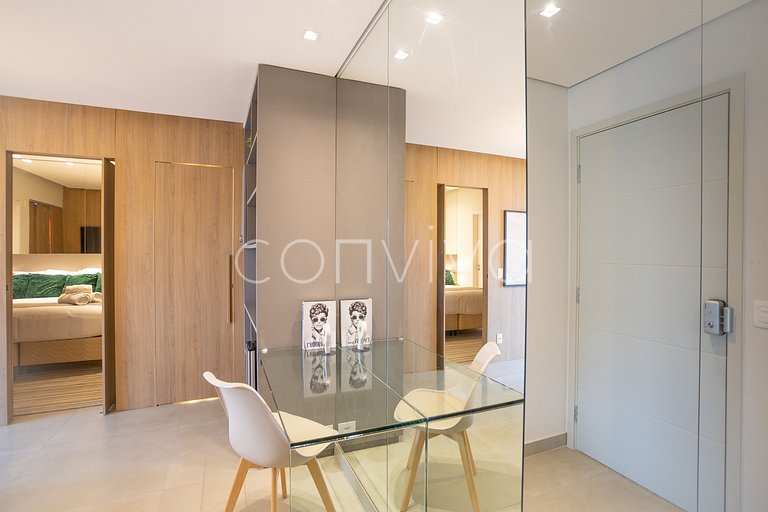 HOE1201 Apt c/ adega e vista livre na Vila Olímpia