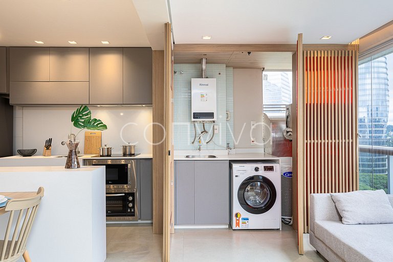 HOE1201 Apt c/ adega e vista livre na Vila Olímpia