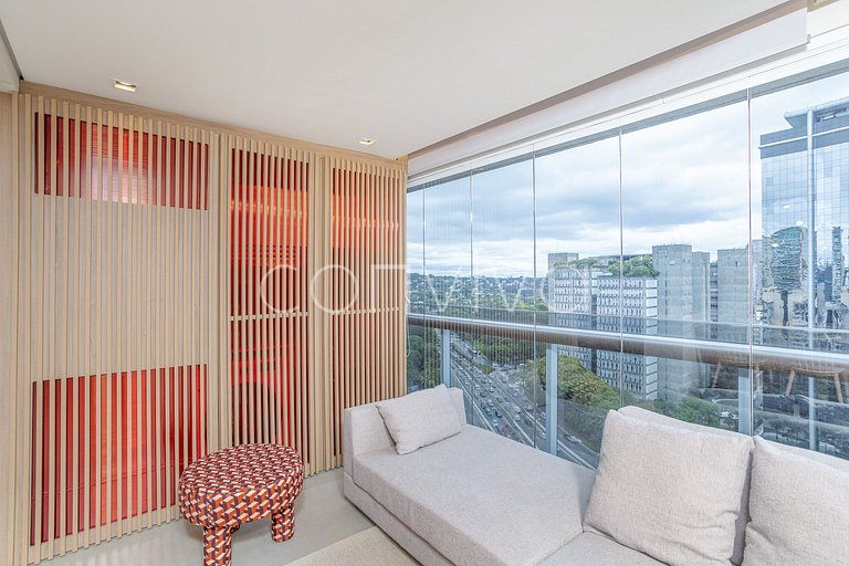 HOE1201 Apt c/ adega e vista livre na Vila Olímpia