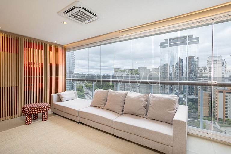 HOE1201 Apt c/ adega e vista livre na Vila Olímpia