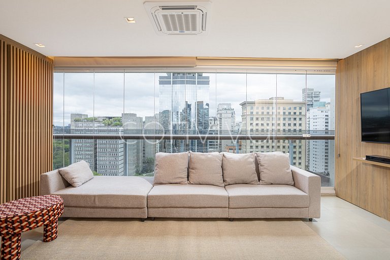 HOE1201 Apt c/ adega e vista livre na Vila Olímpia