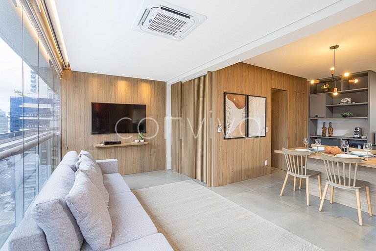 HOE1201 Apt c/ adega e vista livre na Vila Olímpia