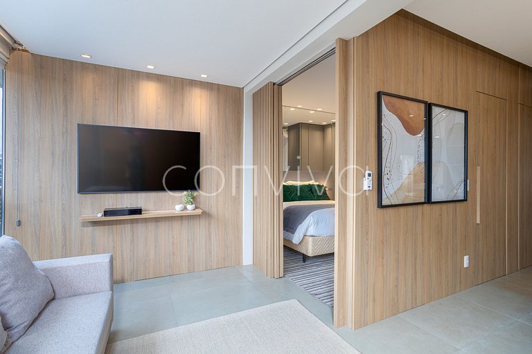 HOE1201 Apt c/ adega e vista livre na Vila Olímpia