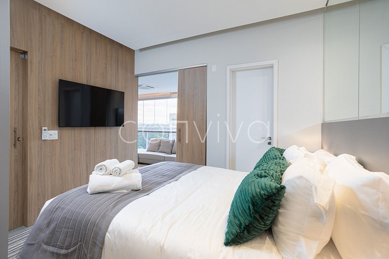 HOE1201 Apt c/ suíte e vista livre na Vila Olímpia