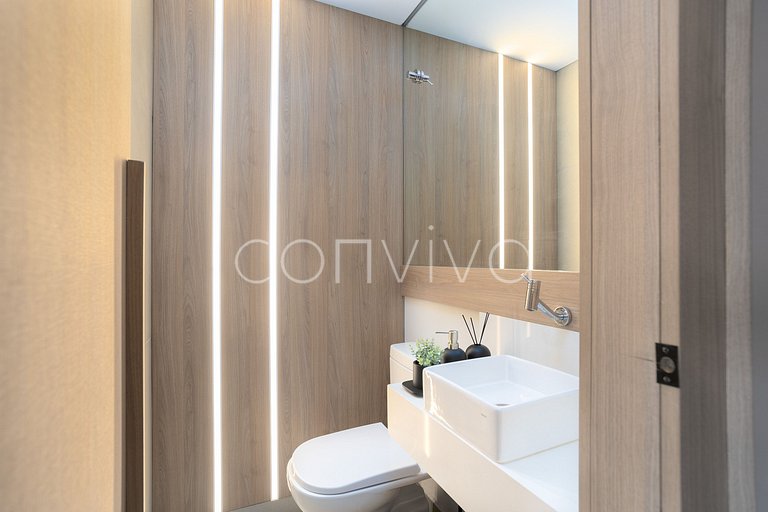 HOE1201 Apt c/ adega e vista livre na Vila Olímpia