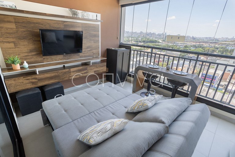 VNBR1507 30m² c/varanda no Bom Retiro p/4 hóspedes