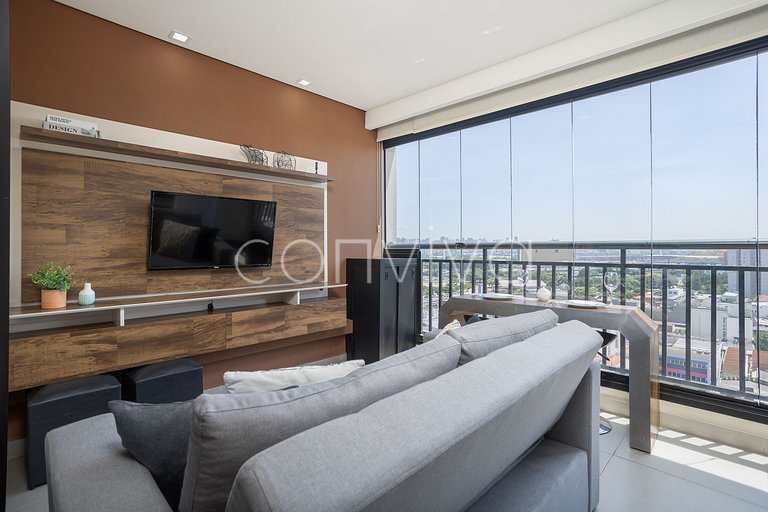 VNBR1507 30m² c/varanda no Bom Retiro p/4 hóspedes