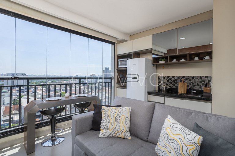 VNBR1507 30m² c/varanda no Bom Retiro p/4 hóspedes