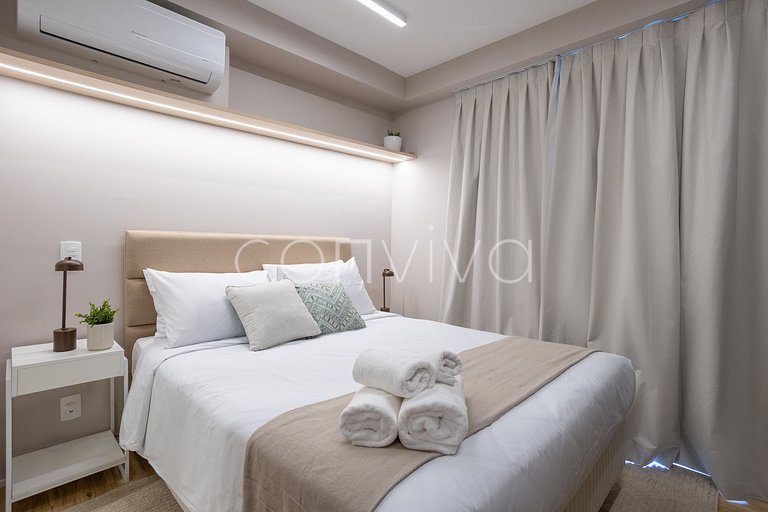 MY035 Espaço incrível com cama queen em Moema