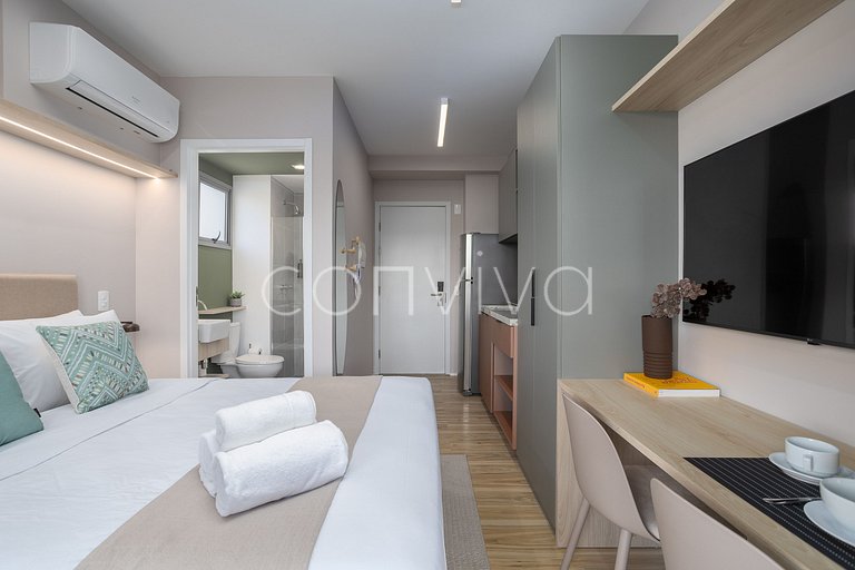 MY025 Studio with large balcony at My Moema