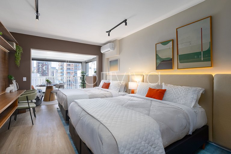 NAG1401 camas queen | varanda c/ vista | Pinheiros