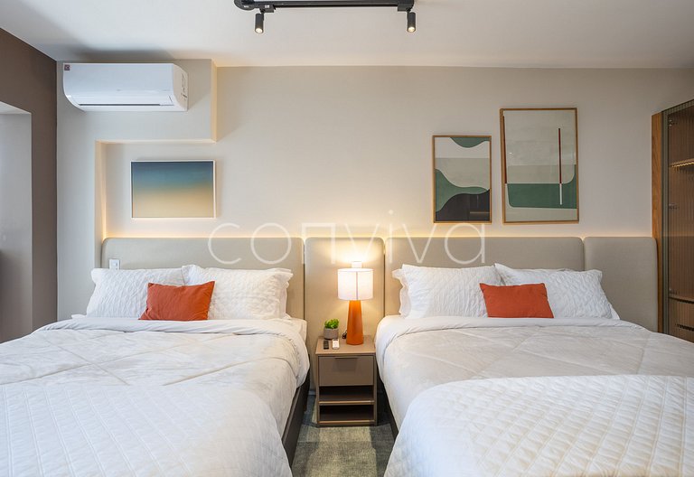 NAG1401 camas queen | varanda c/ vista | Pinheiros