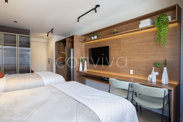 NAG1401 camas queen | varanda c/ vista | Pinheiros