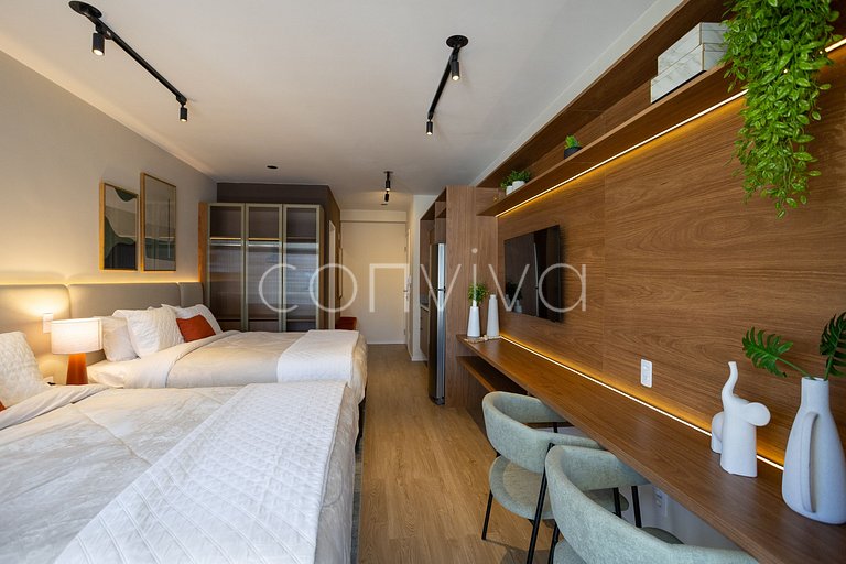 NAG1401 camas queen | varanda c/ vista | Pinheiros