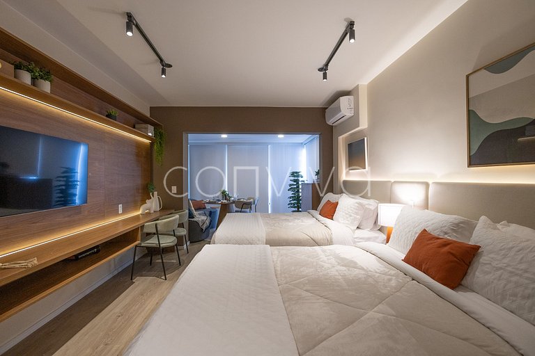 NAG1401 camas queen | varanda c/ vista | Pinheiros