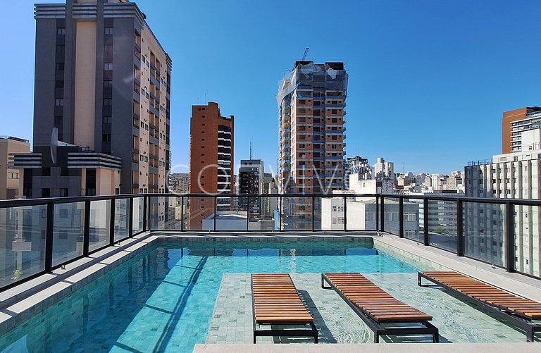 NAG0208 Studio novinho! Piscina + Wifi | Pinheiros