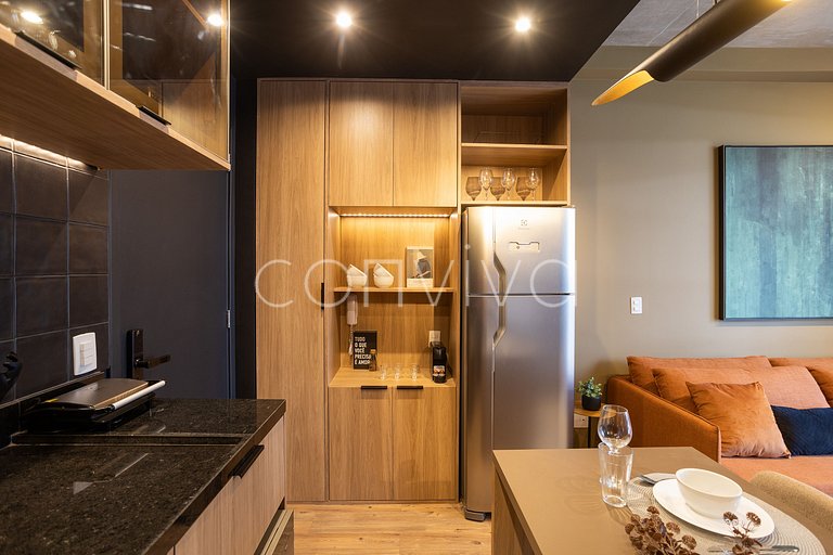 VNMI203 42m² c/ varanda, 03 hospedes | Faria Lima