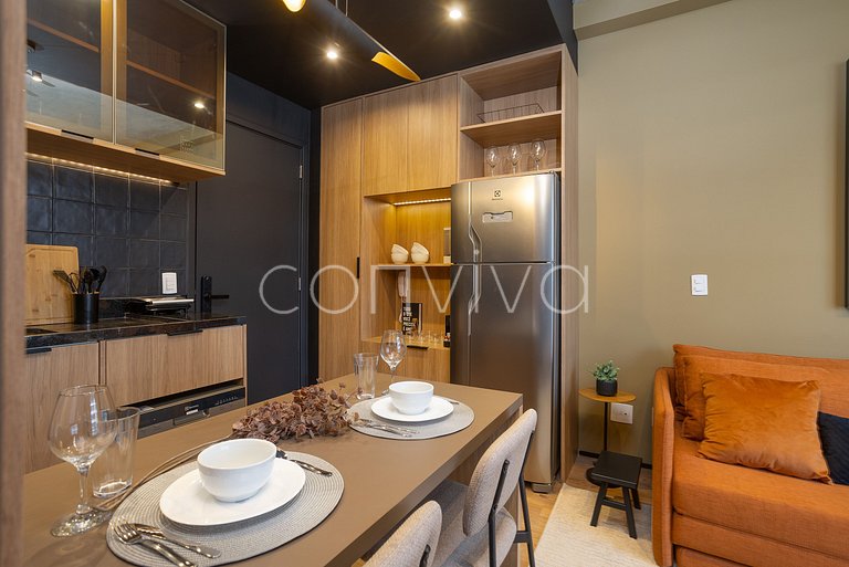VNMI203 Apto novo, 42m² com varanda Vila Olímpia