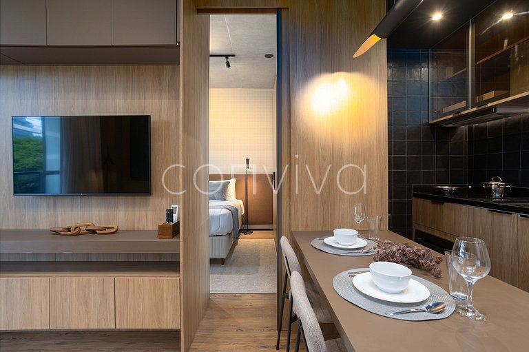 VNMI203 42m² c/ varanda, 03 hospedes | Faria Lima