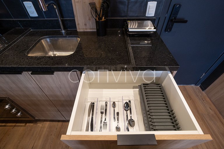 VNMI203 42m² c/ varanda, 03 hospedes | Faria Lima