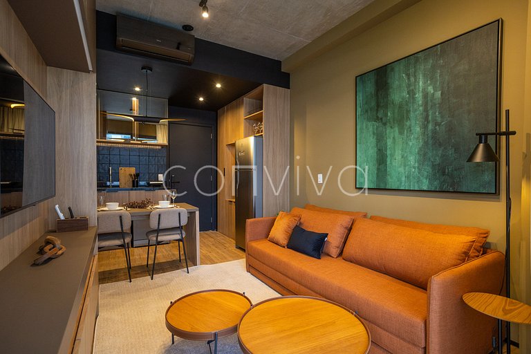 VNMI203 42m² c/ varanda, 03 hospedes | Faria Lima