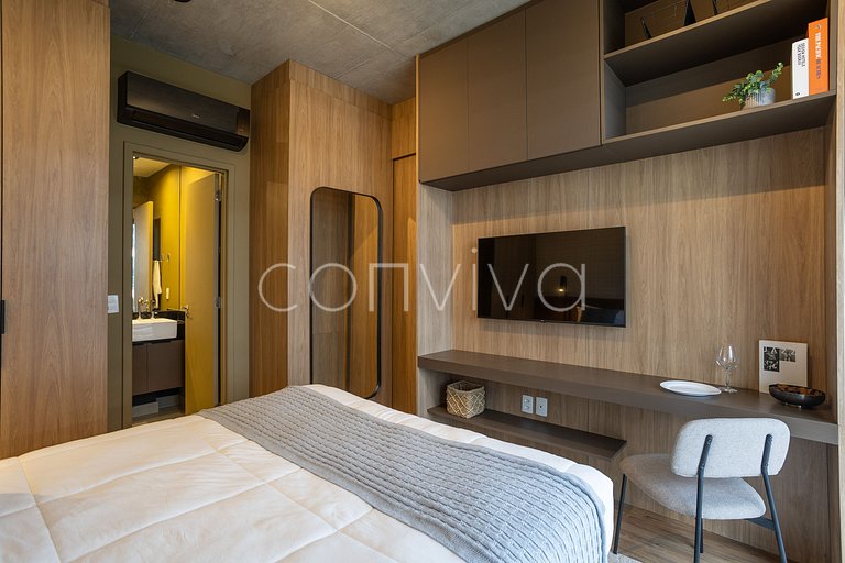 VNMI203 42m² c/ varanda, 03 hospedes | Faria Lima