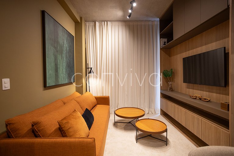 VNMI203 42m² c/ varanda, 03 hospedes | Faria Lima