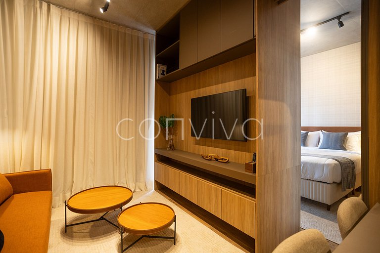 VNMI203 42m² c/ varanda, 03 hospedes | Faria Lima