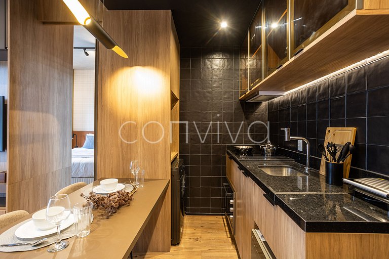 VNMI203 42m² c/ varanda, 03 hospedes | Faria Lima