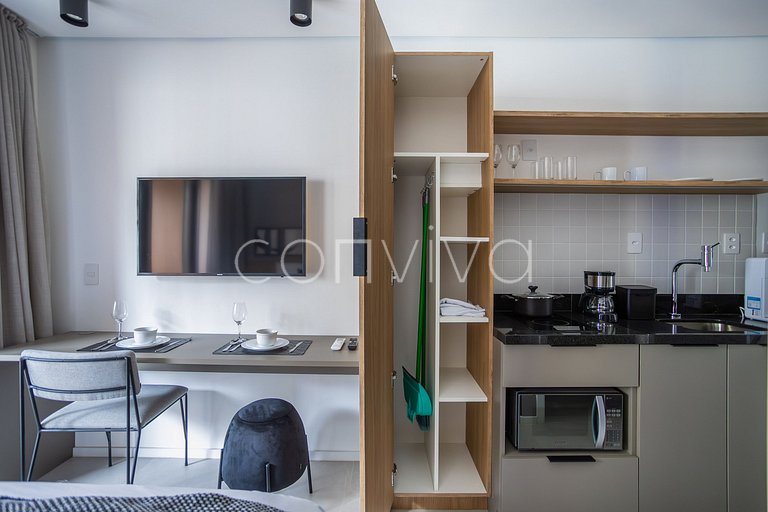 LUM1319 Studio moderno de 25m² com varanda e lazer