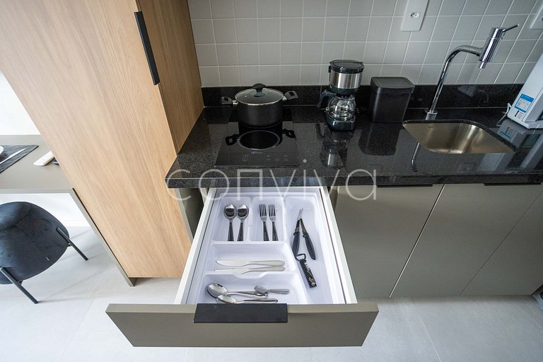 LUM1319 Studio moderno de 25m² com varanda e lazer