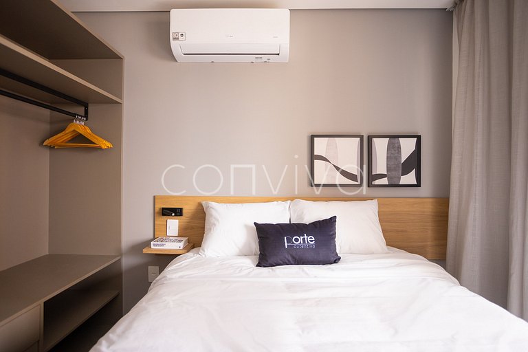 LUM1319 Studio moderno de 25m² com varanda e lazer