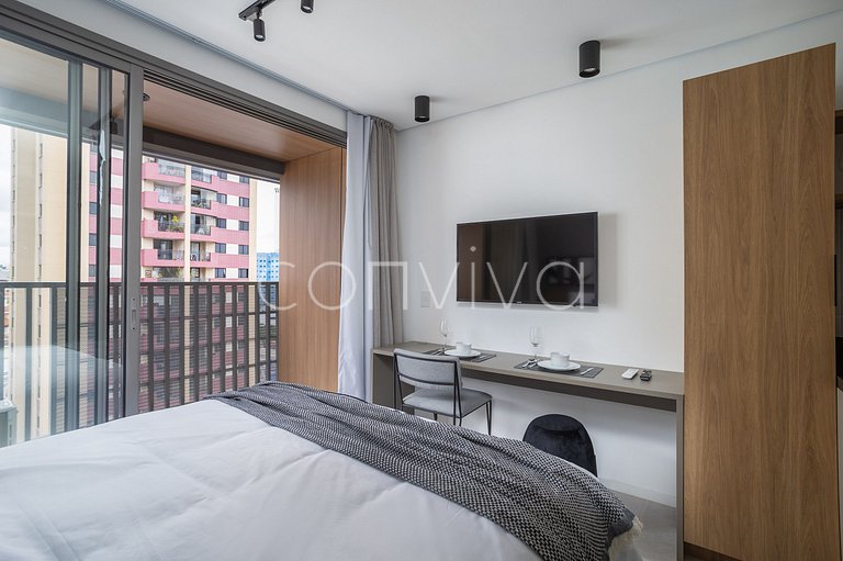 LUM1319 Studio moderno de 25m² com varanda e lazer