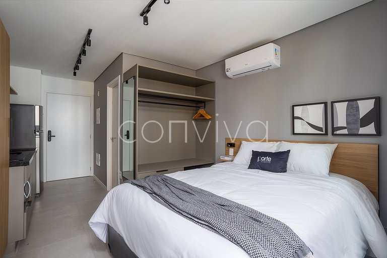 LUM1319 Studio moderno de 25m² com varanda e lazer