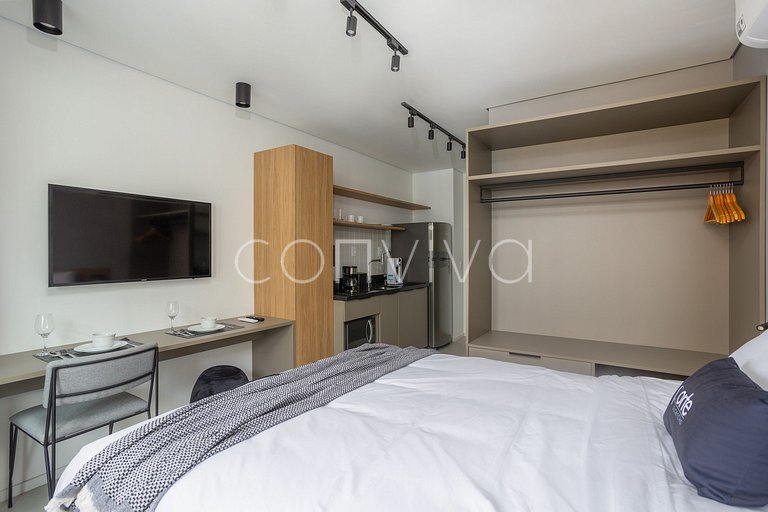 LUM1319 Studio moderno de 25m² com varanda e lazer