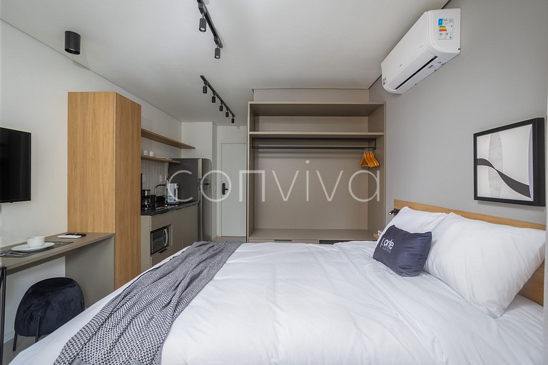 LUM1319 Studio moderno de 25m² com varanda e lazer